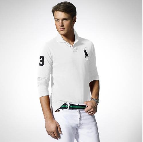 Ralph Lauren Big Polo Long Slv. White Mens